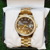 Rolex Full Golden Watch – Black Dial | Diamond Markers | Premium Edition